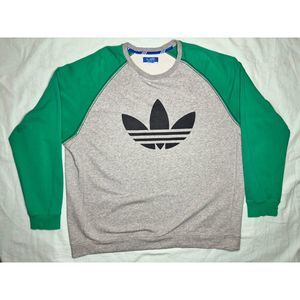 Unisex, Adidas Sweatshirt No Hood, 2XL, Green and Grey